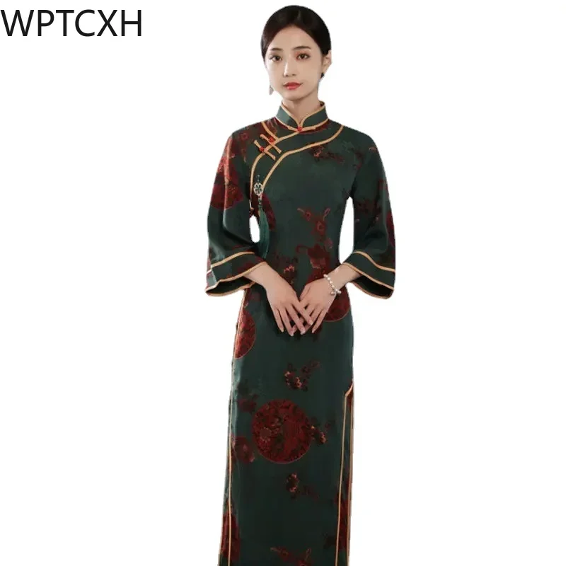 

2024 Design Sense temperament dress Cheongsam Modern Chinese Dress Qipao Retro Large Size Cheongsam Dress for Women Elegant