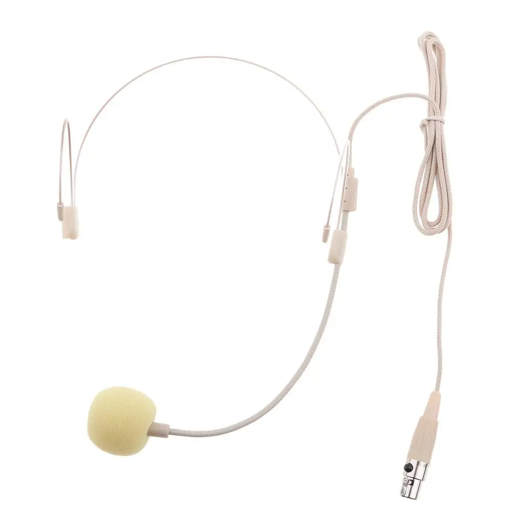 3Pin XLR 4Pin XLR 3.5mm Mono Plug Telescopic Head-mounted Headset Megaphone Microphone MIC Beige