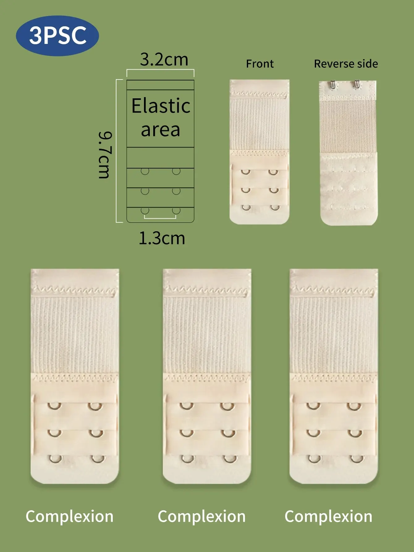 3 Pieces, 3 Rows with 2 Hook Extension Straps, Elastic, Soft and Comfortable Bra Straps, Women's Underwear Accessories