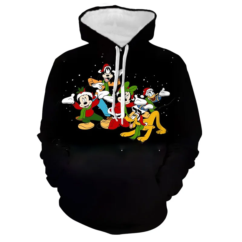 

Fall 2022 Merry Christmas Disney Stitch and Mickey Minnie Hoodie New Fashion Girls Sweatshirts Men's Streetwear