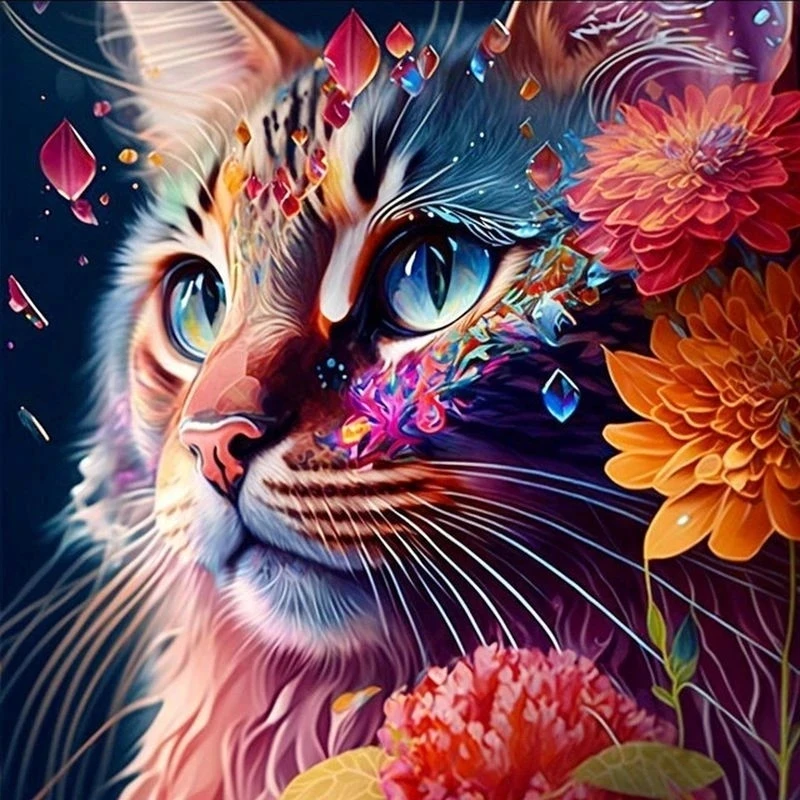 RUOPOTY Diy Diamond Painting With Frame Cat Animal Diamond Art Full Drill Embroidery Decorations For Home Decors Gift