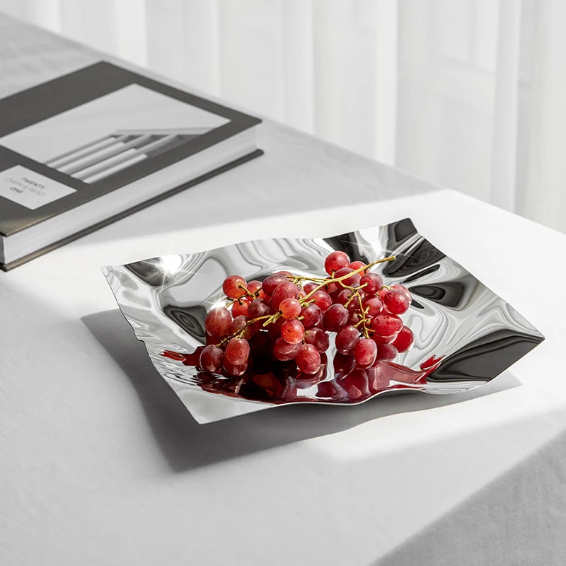 Luxury Stainless Steel Decorative Tray Trinket Dishes Jewelry Dish Unique Plate for Home Decoration Table Bedroom 5
