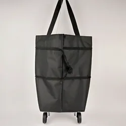 Compact Lightweight Foldable Shopping Cart with Wheels (Black)