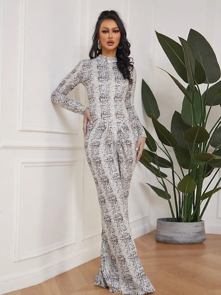 Nibber Elegant Ruched Patchwork Dress Women Leopard Print Long Sleeve Stretchy Skinny Peach Hip Clubwear Sexy Skinny Vestidos