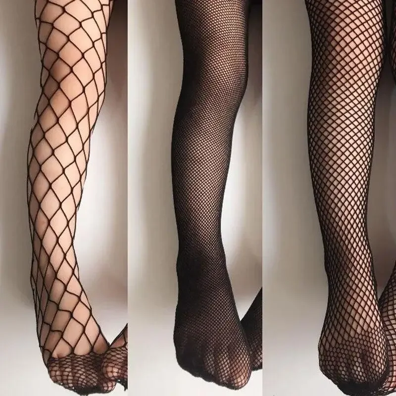 Summer Baby Girls Fishnet Tights Mesh Stockings Kids Girls Children Black White Net Grid Dancing Pantyhose with Jeans Tights