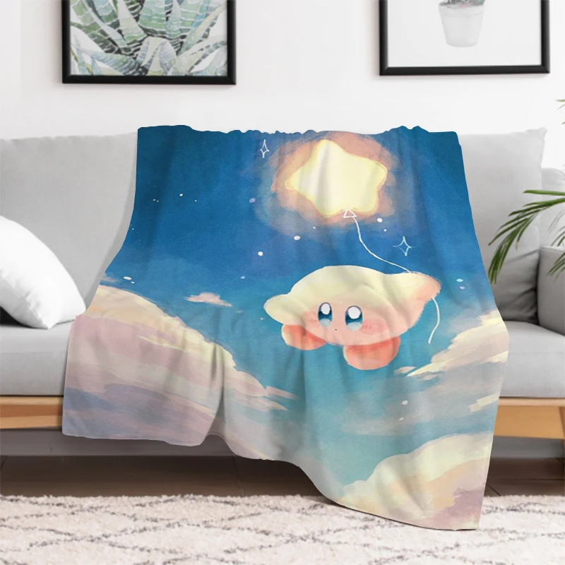 K-Kirbys Cute Cartoon Blanket Sofa Blankets & Throws Furry Warm Winter Throw Bed Double Fluffy Soft Decorative Anime Custom Home 2