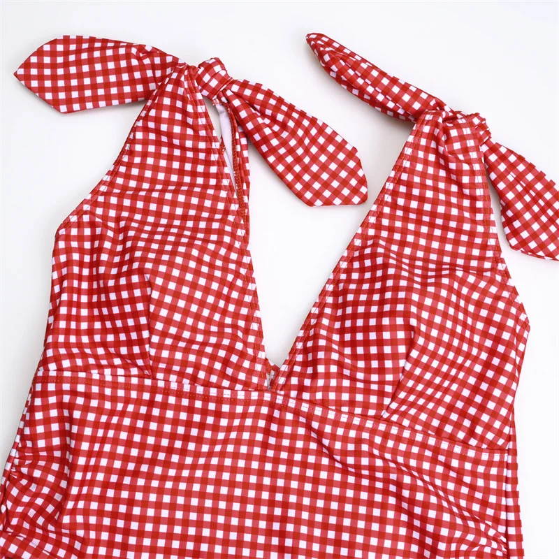 Maternity Swimsuits One Piece Pregnancy Swimwear Suit V-Neck Knotted Shoulder Straps Bathing Suit