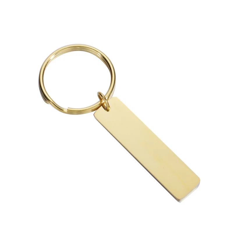 10Pcs 10x40mm 스트립 바 키 체인 미러 폴란드어 스테인레스 스틸 스탬핑 DIY 사용자 정의 이름에 대 한 빈 키 체인 조각 태그 키 체인