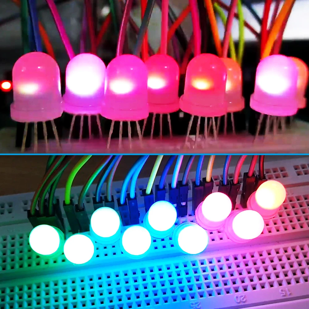 20pcs-1000pcs DC5V WS2812D  YF923 SK6812  F5 5mm F8 8mm Round RGB LED WS2812 chipset inside RGB Full color Frosted LED Chips