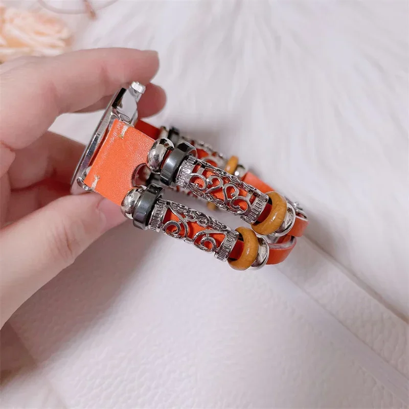Handmade Retro Leather Watch Bracelet Strap, 20mm/22mm Adjustable Band