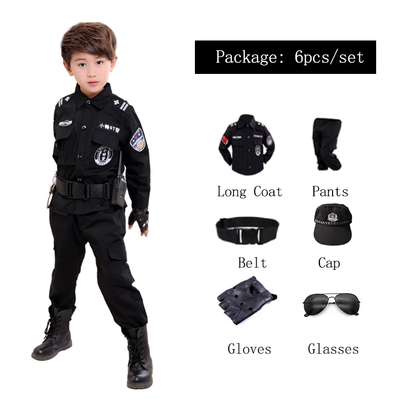 Disfraz De Policía Para Niños, Uniforme De Policía Del Ejército, Conjunto  De Ropa De Manga Larga, Uniforme De Actuación De Lucha - Trajes De Cosplay  - AliExpress