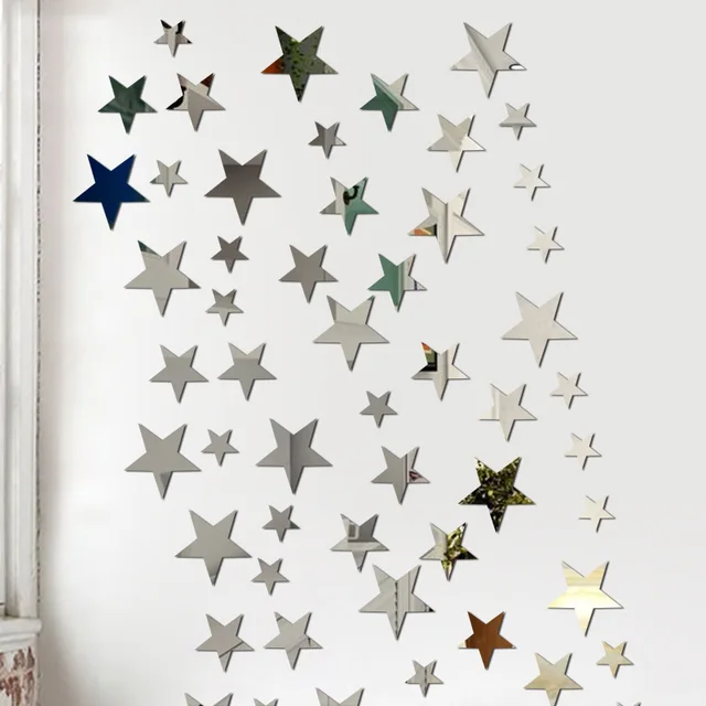별빛이 가득한 벽: 마법 같은 3D 아크릴 불규칙 거울 별 벽 스티커