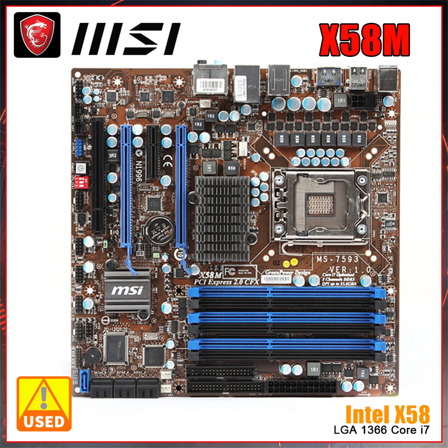 MSI X58M motherboard LGA 1366 CPU socket Nehalem Bloomfield Core i7 quadcore processor