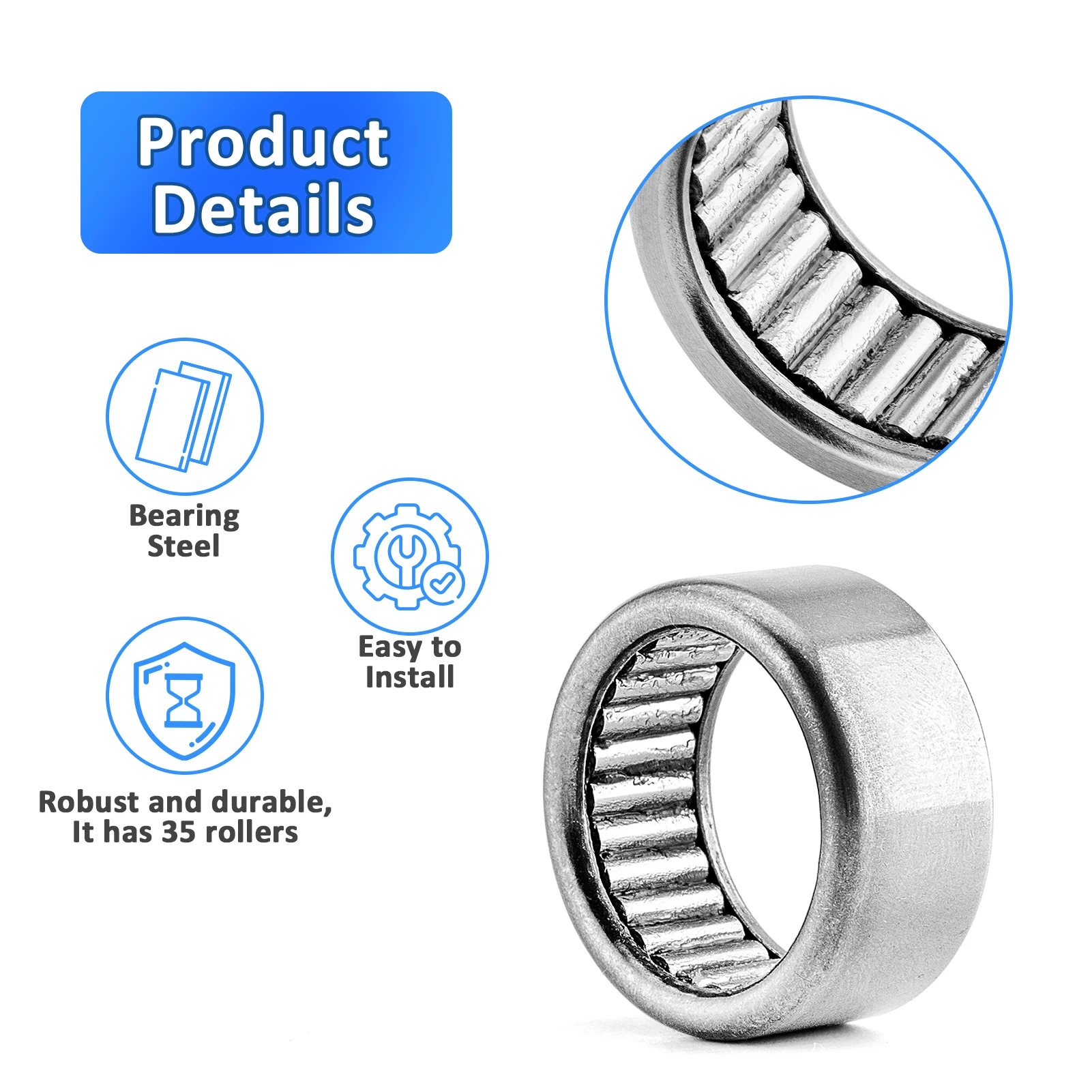 

Для оригинального игольчатого подшипника, полный комплект 1-1/16 дюйма x13/16 дюймов x1/2 дюйма, 4300 об/мин