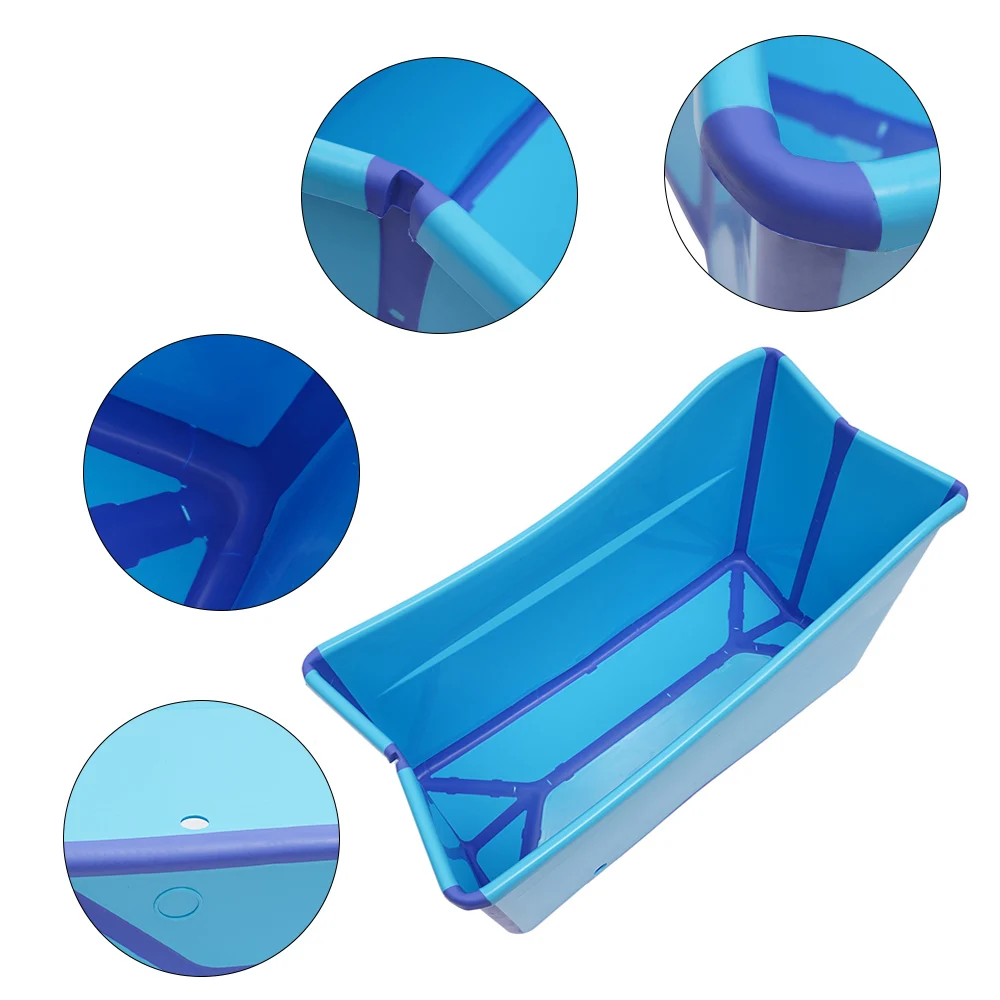 Portable Foldable Bathtub Adult Sauna Child Spa Bath Folding Bathtub Massage Blue