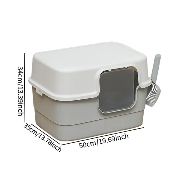Hooded Cat Litter Box with Lid Low Entry for Indoor Cats Large Cat Potty 6