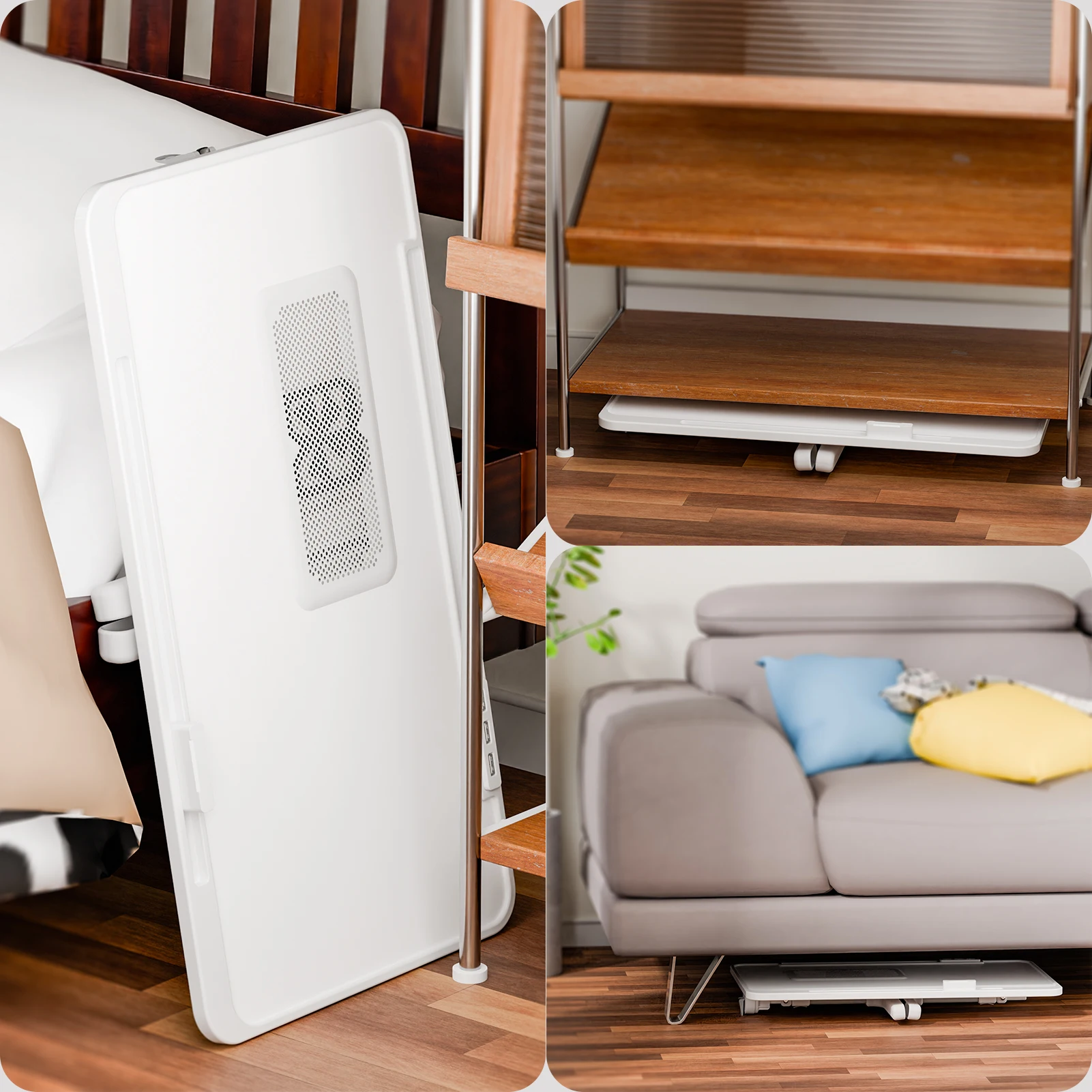 Laptop Bed Tray Table, Adjustable Lap Desk with Light Fan, Folding Laptop Desk for Bed with USB, Storage Drawer