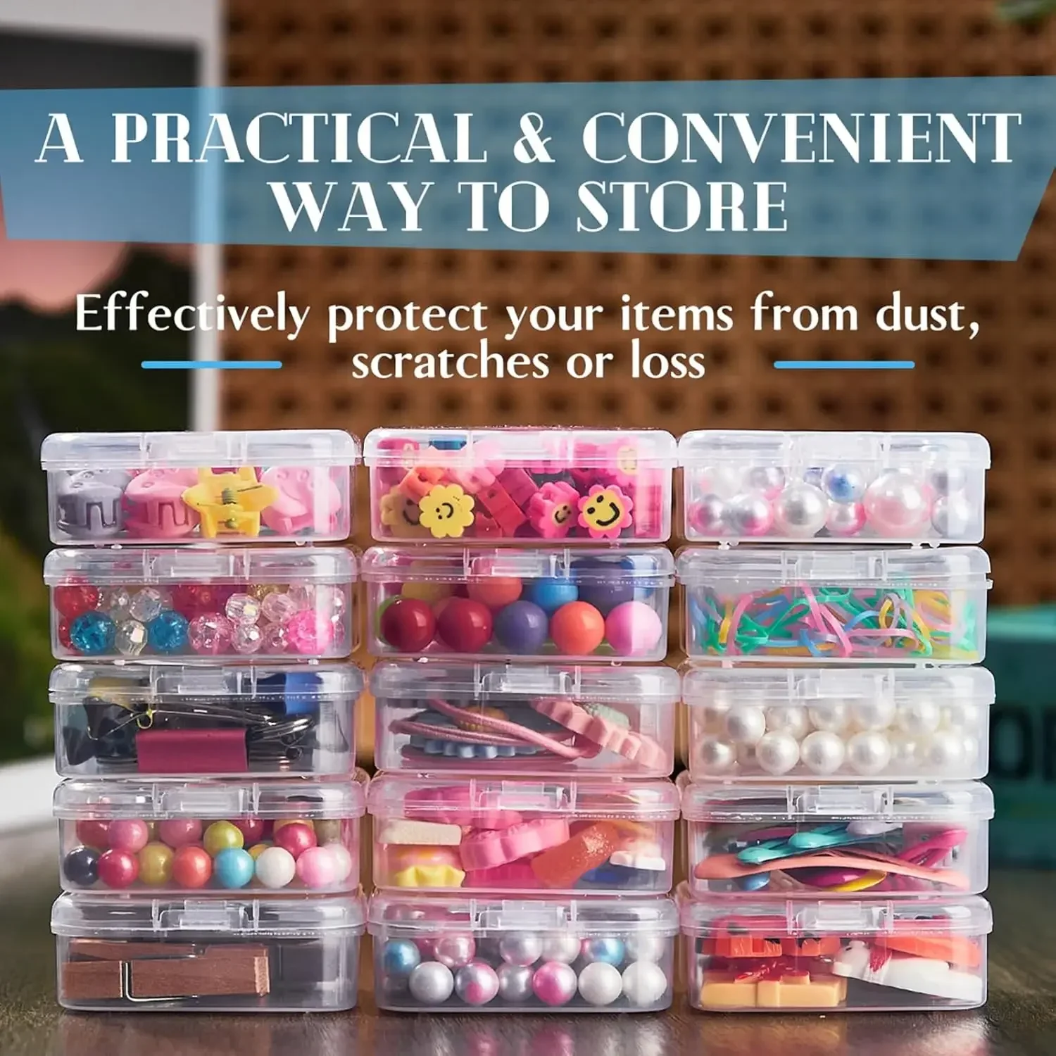 Bead Organizers Container Plastic Storage Case Mini Bead Holder Boxes with Lid Sticker for Beading Craft Jewelry Making Supplies