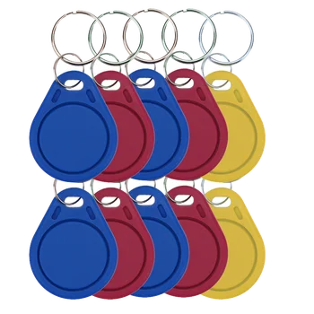 10pcs 13.56MHz IC M1 S50 Keyfobs Tags Access Control RFID Key Finder Card Token Attendance Management Keychain ABS Waterproof 1