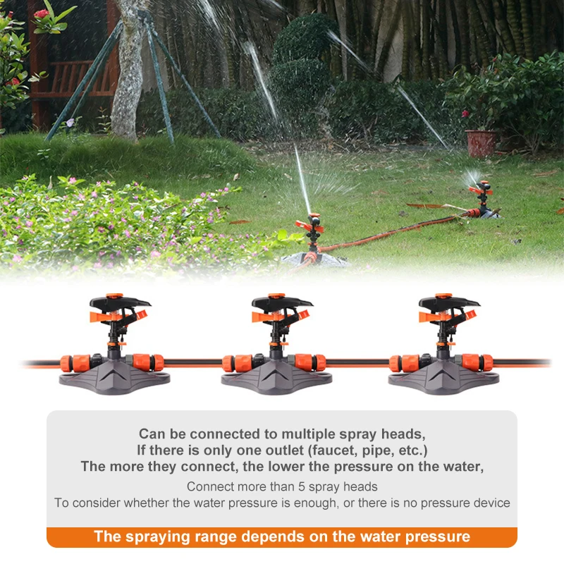 Arroseur Oscillant Réglable 360° Avec Filetage Femelle 3,8 Cm - Rayon 13-20 M - Pression 3-5 Bars - Pour Pelouse, Jardin, Ferme