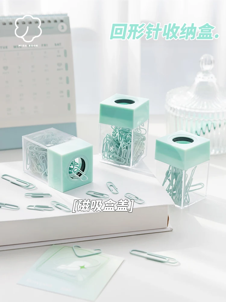 Mint Paper Clip Holder Clips Dispenser Desk Absorption Box