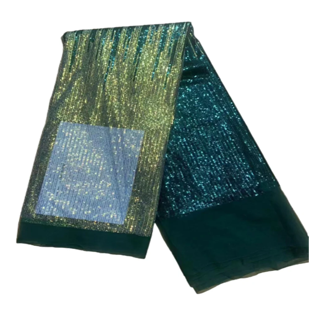 

NEW African lace fabric 2023 latest green Indian sari fabric high quality tulle 3D sequined lace fabric for wedding dress