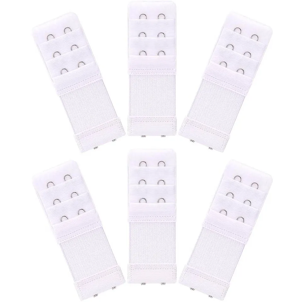 6 Rallonges De Soutien-gorge - 3 Rangées, 2 Ou 3 Crochets - Nylon élastique - Acier Inox - Blanc