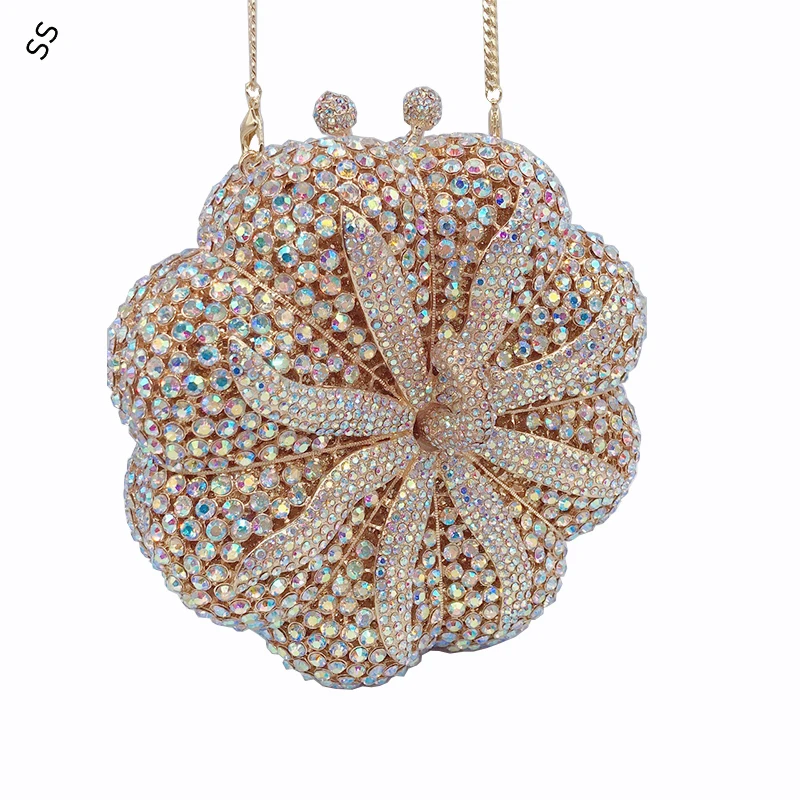 Evening Party Personality Round Rhinestone Diamond Clutch Bags Fashion Hard Shell Shoulder-bag for Women