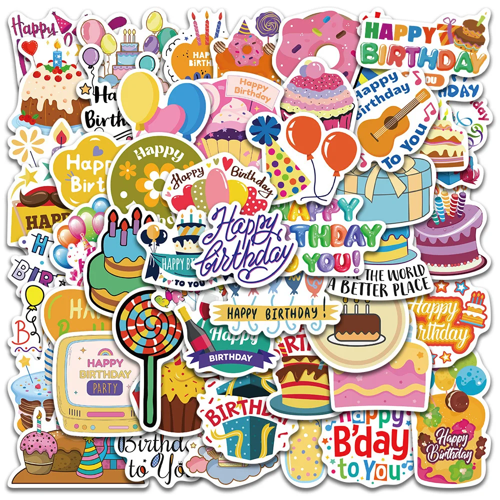 

10/30/50 PCS Birthday Party Decoration Graffiti Stickers Decals for Laptop Fridge Phone Scrapbook Kid Classic DIY Sticker Toy