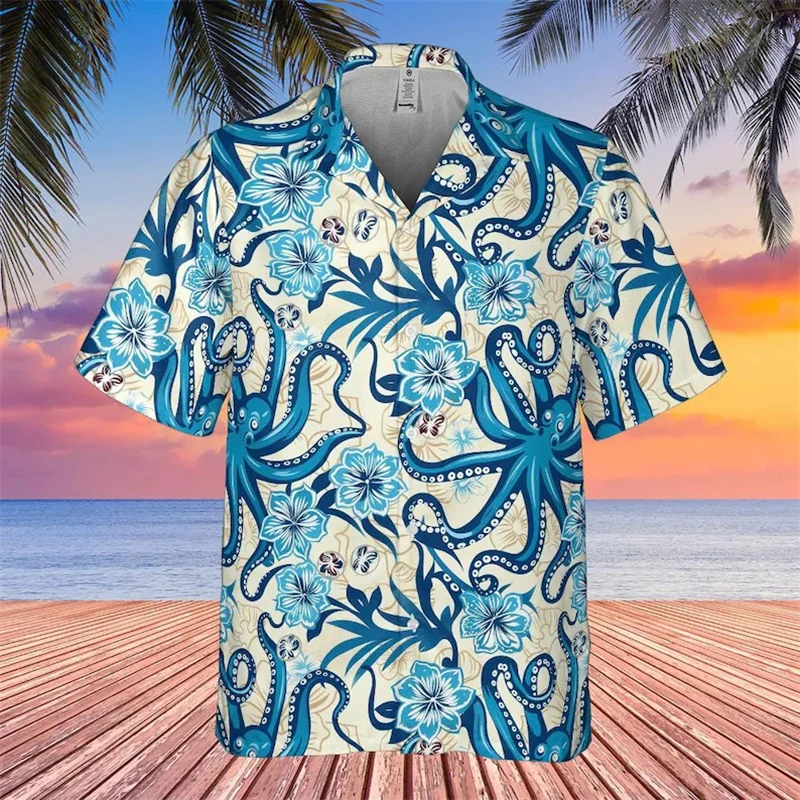 thumbnail image 1 of Camisa hawaiana divertida para hombre, sudadera playera con estampado de gato y música en 3D, camisa de manga corta de diseñador callejero, ropa para hombre de alta calidad, 1 of 5