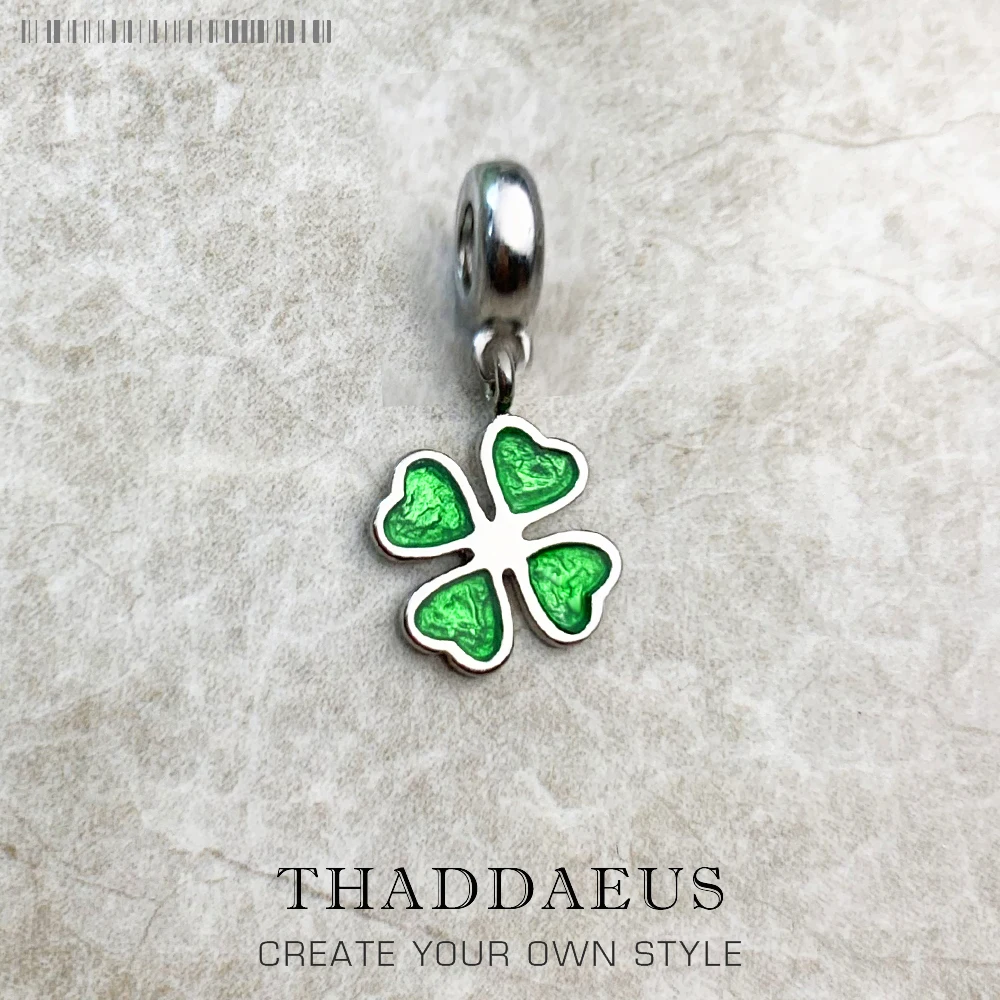Elegant Green Cloverleaf Charm Pendant in 925 Sterling Silver - Trendy Lucky Gift Jewelry Accessory