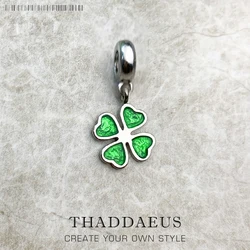 Elegant Green Cloverleaf Charm Pendant in 925 Sterling Silver - Trendy Lucky Gift Jewelry Accessory (Ring)