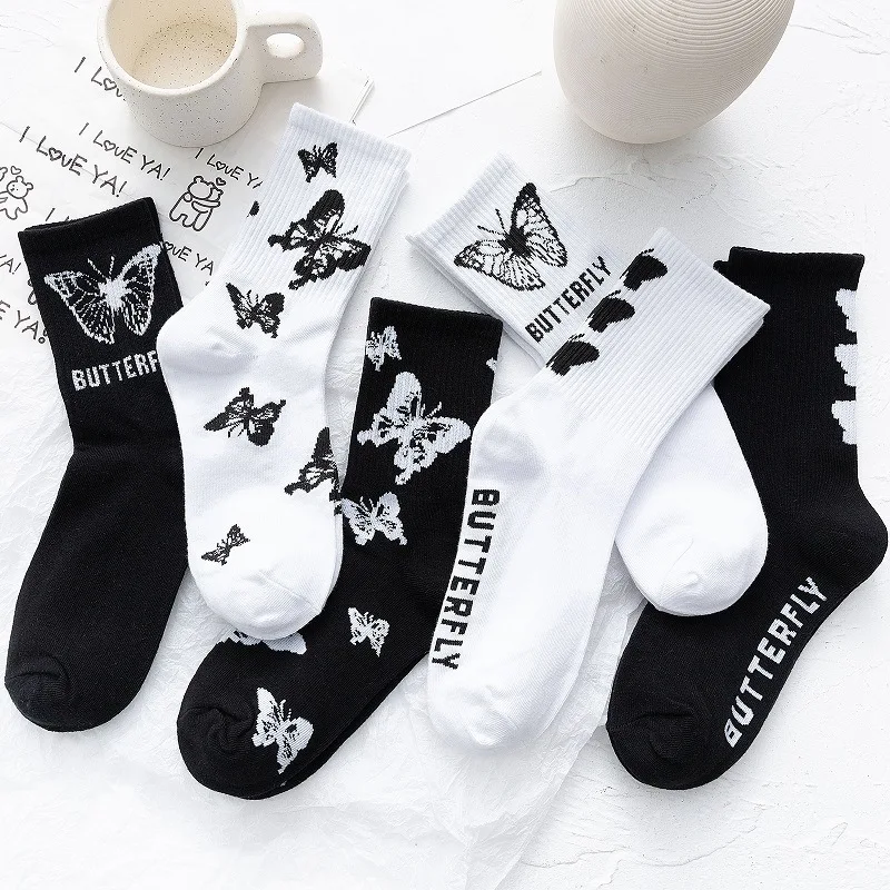 

5 Pairs/Pack Women Socks Cotton Cartoon Fruit Harajuku Autumn Winter Stripe Fashion Banana Avocado Socks Smile Female Socks