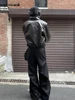 Mauroicardi Spring Autumn Cool Oversized Short Black Soft Pu Leather Jacket Men Zipper Luxury Designer American Vintage Clothes 4
