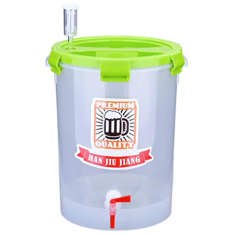 

28L Beer Fermentation Bucket Home Brew Fermenter Wine Making Tank with Temperature Sticker Airlock Alcohol Brewing Plastic Tank