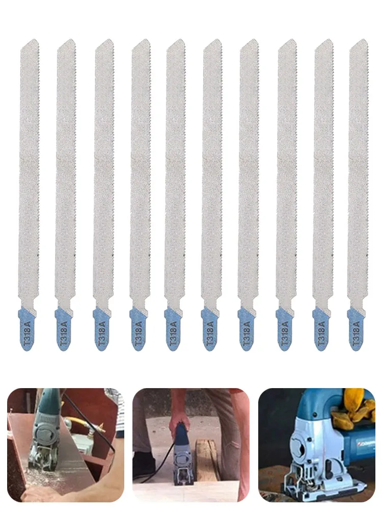 T318A HSS Jigsaw Blades Reciprocating Saw Blades T-Shank 10PCS 132mm For Wood PVC Thin Metal Fibreboard Cutting