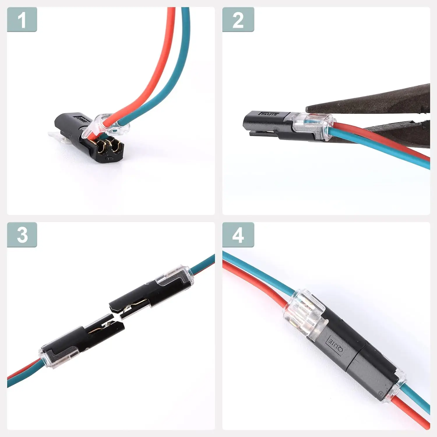 Pluggable LED Wire Connectors 2 Pin 2 Way Toolless Spring Wire Connectors Without Wire-Stripping Compact Wiring 20PCS