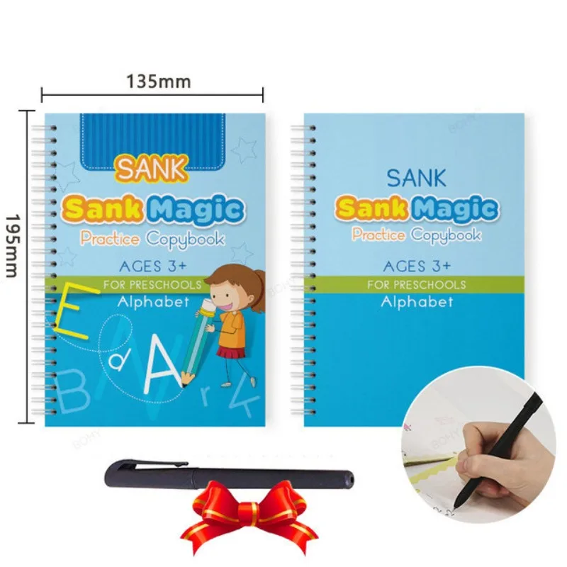 Cuaderno mágico en inglés, juguetes Montessori reutilizables, pluma de escritura, para pegatina caligrafía para niños, Envío Gratis