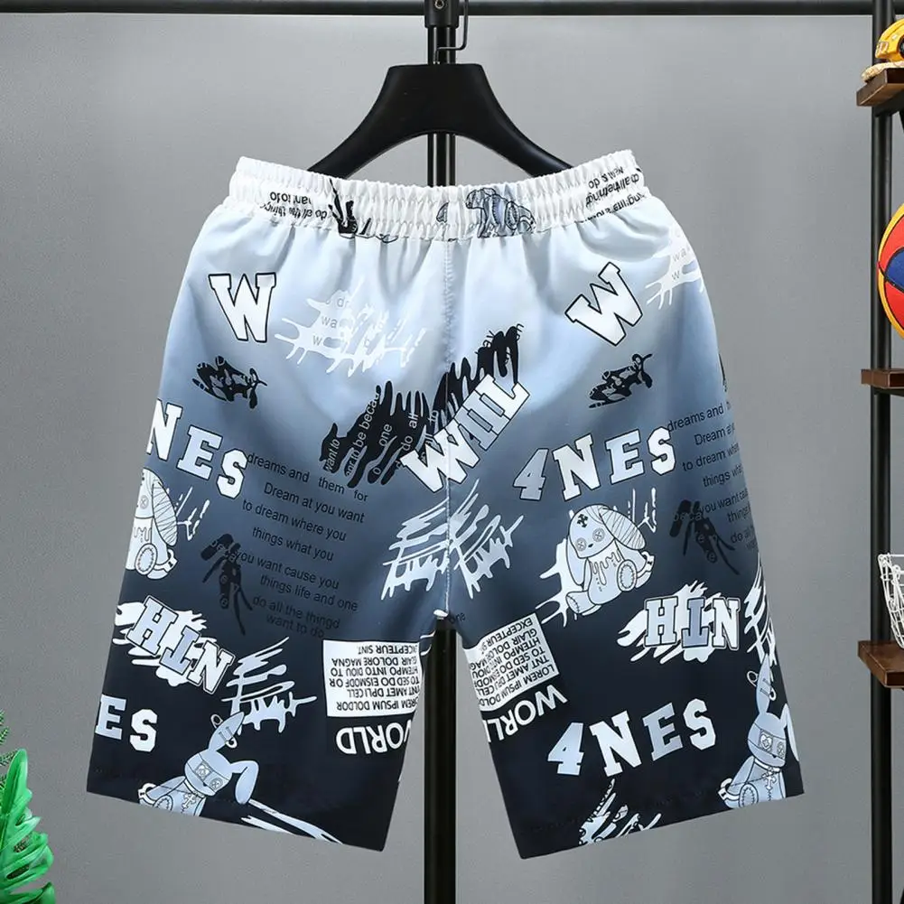 Description Picture 2 of itemSummer Men's Shorts With Letter Cartoon Print Drawstring Elastic Waist Loose Vacation Beach Shorts Casual Daily Sports Trousers