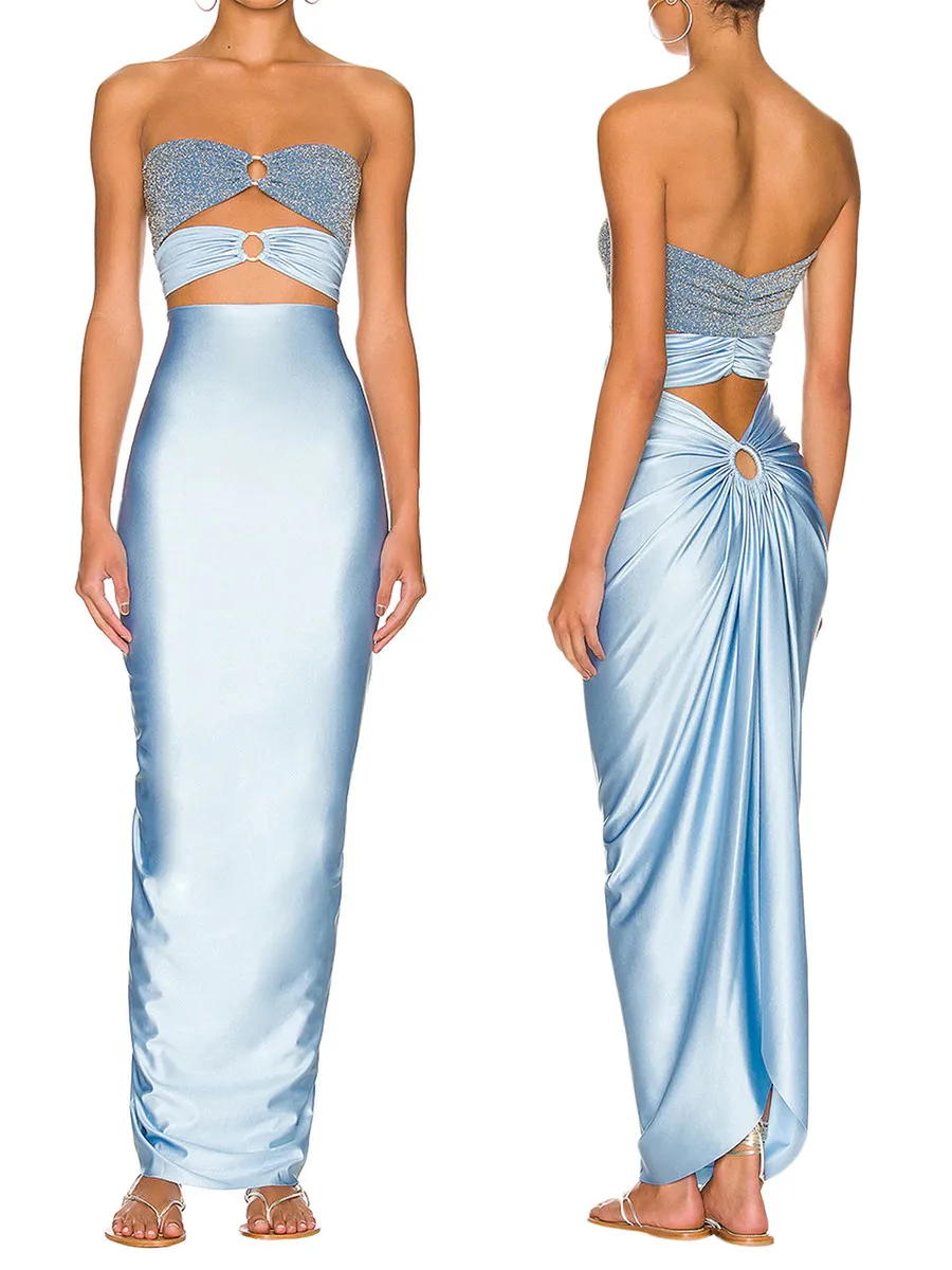 Vestidos De Tul Vestido Sin Tirantes Vantexi Para Mujer - Con