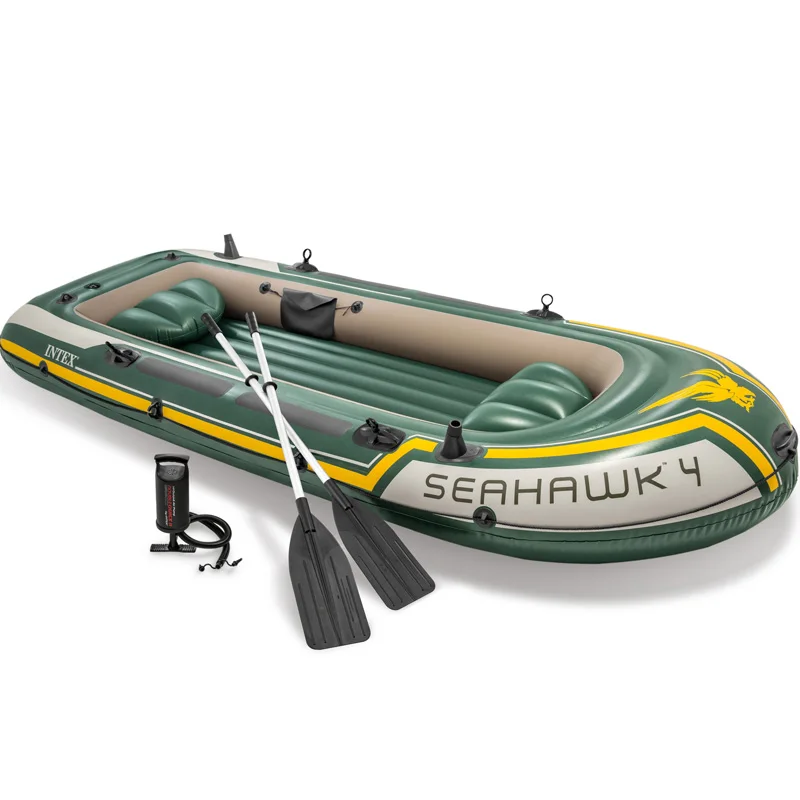 INTEX SEAHAWK 2 4 person inflatable boat fishing raft accessory paddle pump dinghy 3 air chamber intex лодка seahawk 200