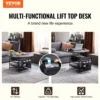 Lift Top Coffee Table 35.3" Round Coffee Table for Living Room Black 2