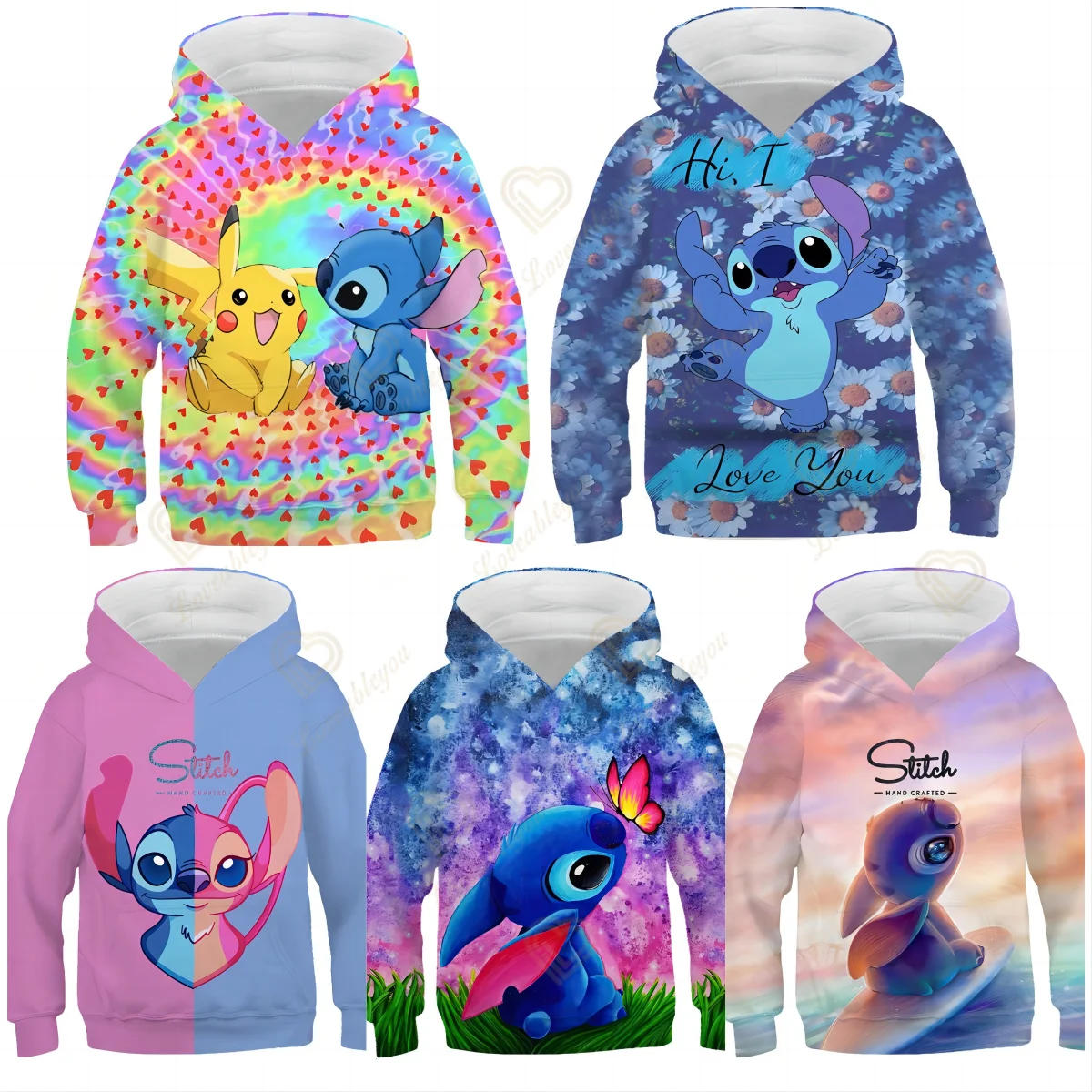 

Kids Stitch Sweatshirt Autumn Spring Boys Girls Sweatshirts Print Clothes Long Sleeves Stitch Tops 1-14 Years Old