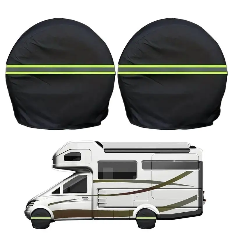 RV Wheel Cover Oxford Cloth Windproof Tire Protector Sun Protection Waterproof Tire Covers Heavy Duty Anti-UV Covers For