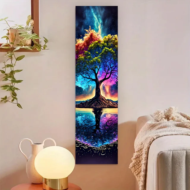 Tapisserie d'arbre de vie de ciel étoilé mystérieux, décor de chambre à la maison, bureau esthétique, gothique, sorcière 1