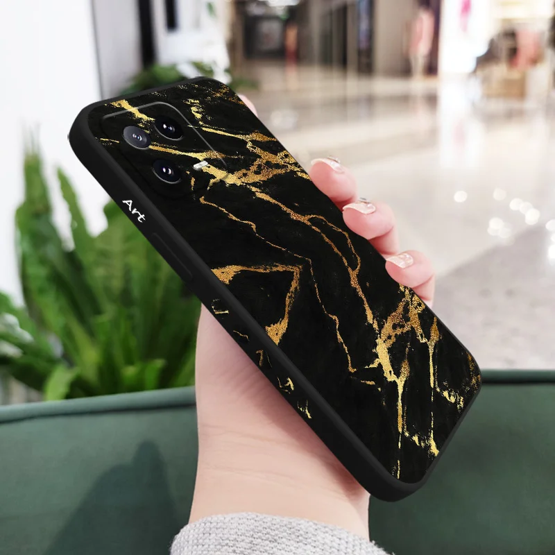 Elegant Gold Marble Liquid Silicone Phone Case Cover