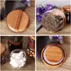 6pieces  Glass Jars Set,  Spice Jars with Bamboo Lids, Clear Glass Food Storage Containers, Kitchen Canisters Set 3