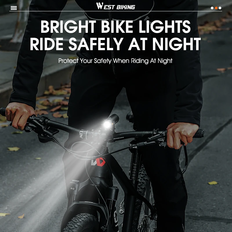 WEST BIKING Bicycle Front Light 500LM USB Rechargeable Aluminium Alloy Flashlight Cycling Headlight Aluminium Alloy Bike Lamp