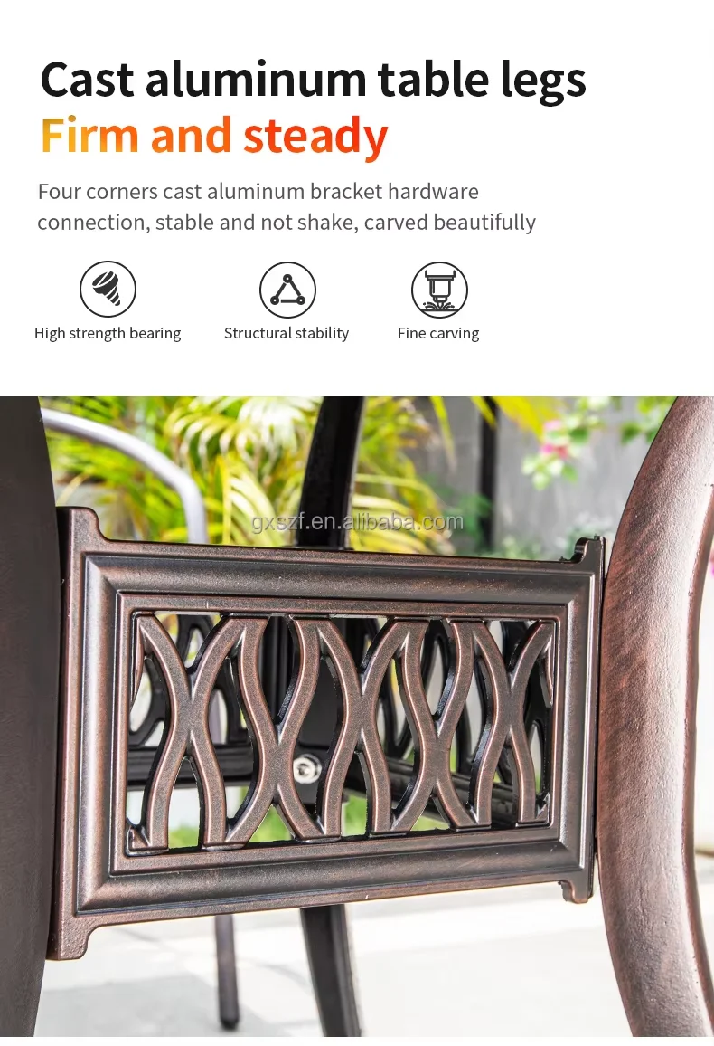 5Pcs Set Cast Aluminum Table and Chair Outdoor Patio Dining Round