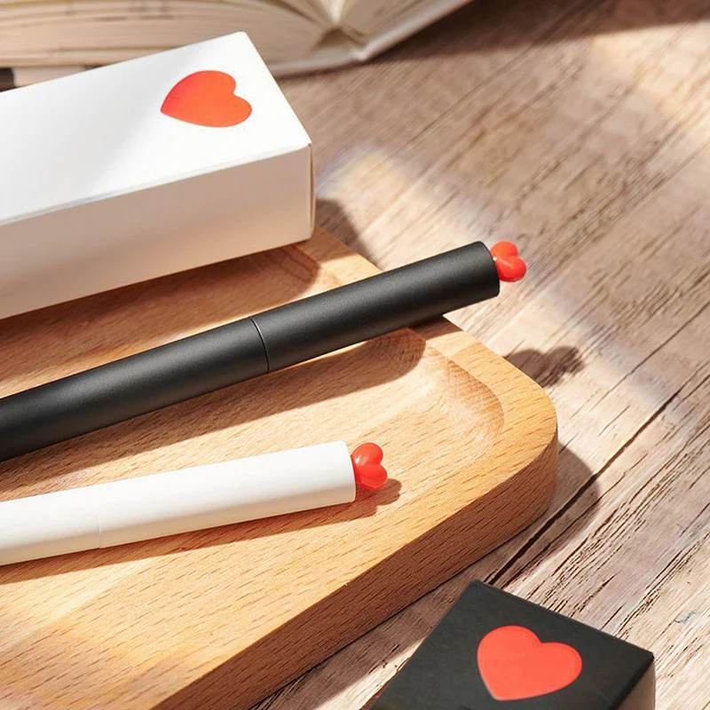 

1Set First Love Heart/Star 0.5mm Gel Ink Pen Smooth Writing Fine Point Dual Ball Nib Signature Cute Rotary Pens Gift